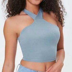 Forever 21 Light Blue Halter Crop Top